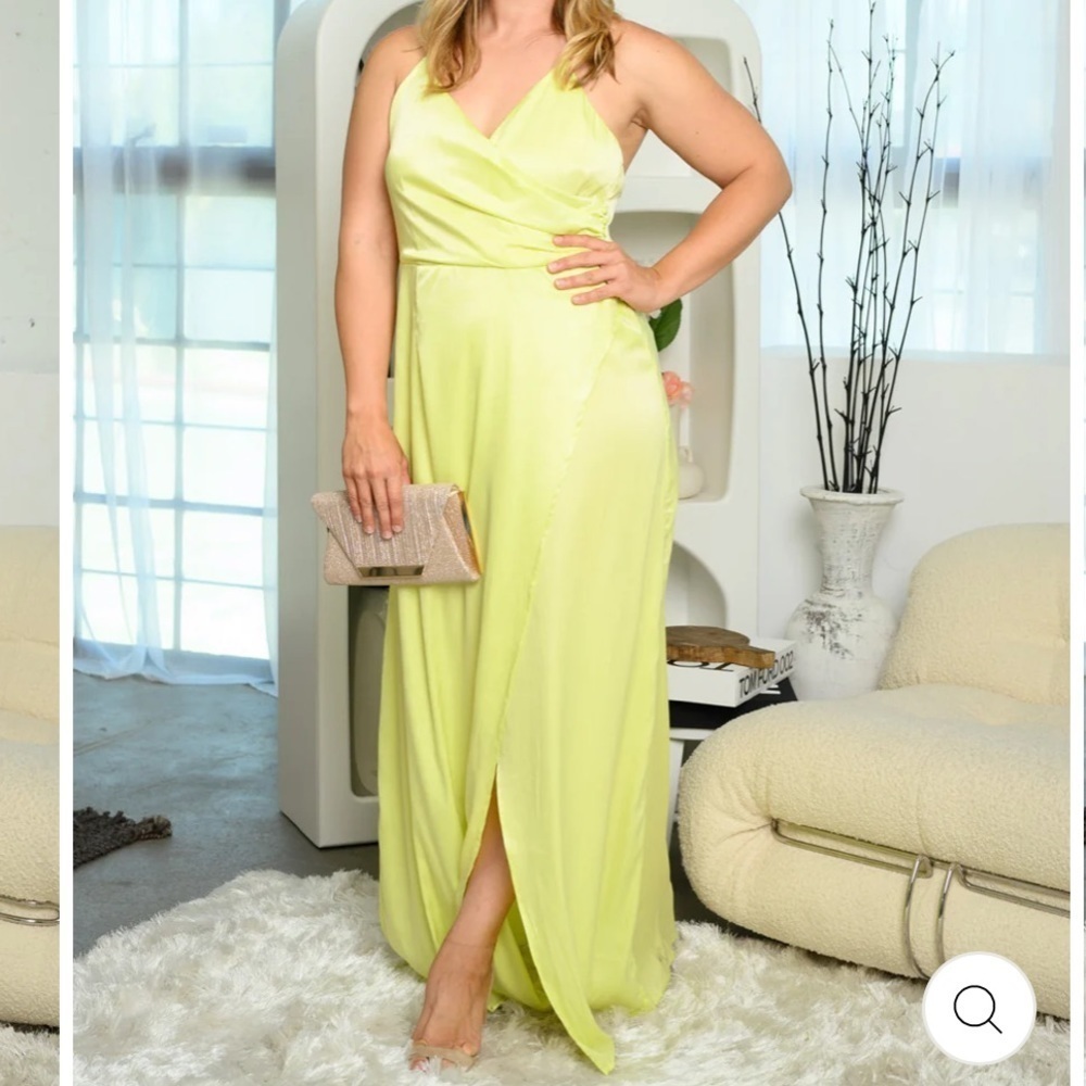 Surplice criss cross maxi‎ gown dress plus size